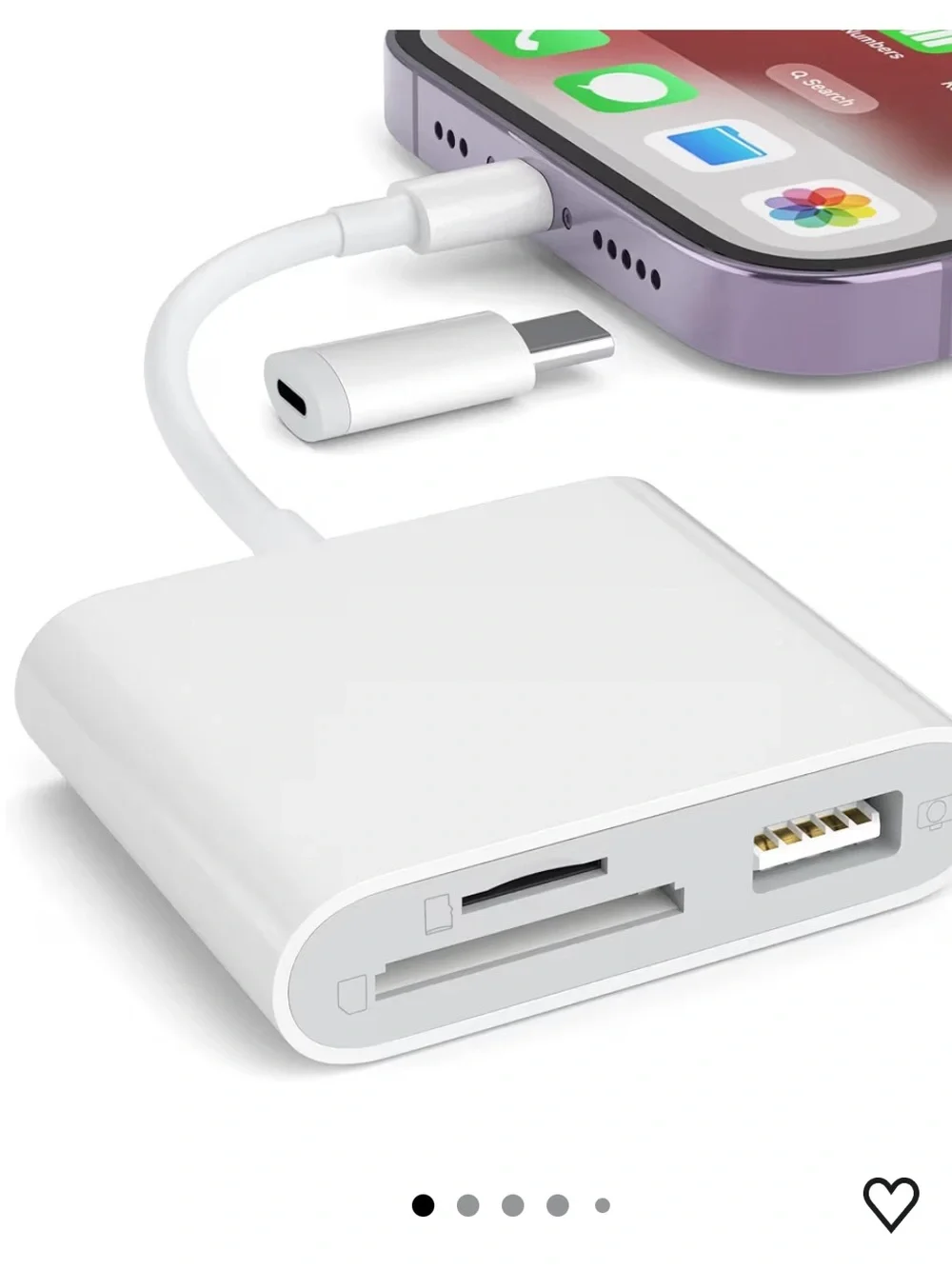 ✨3/$10✨ NWOT White Lightning to SD/TF Card Reader & USB Adapter for iPhone/wiPad